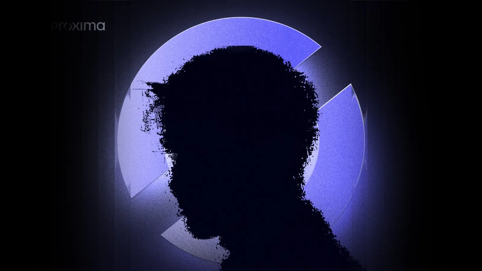 Markenmotiv von Proxima mit Silhouette vor leuchtendem Bogen