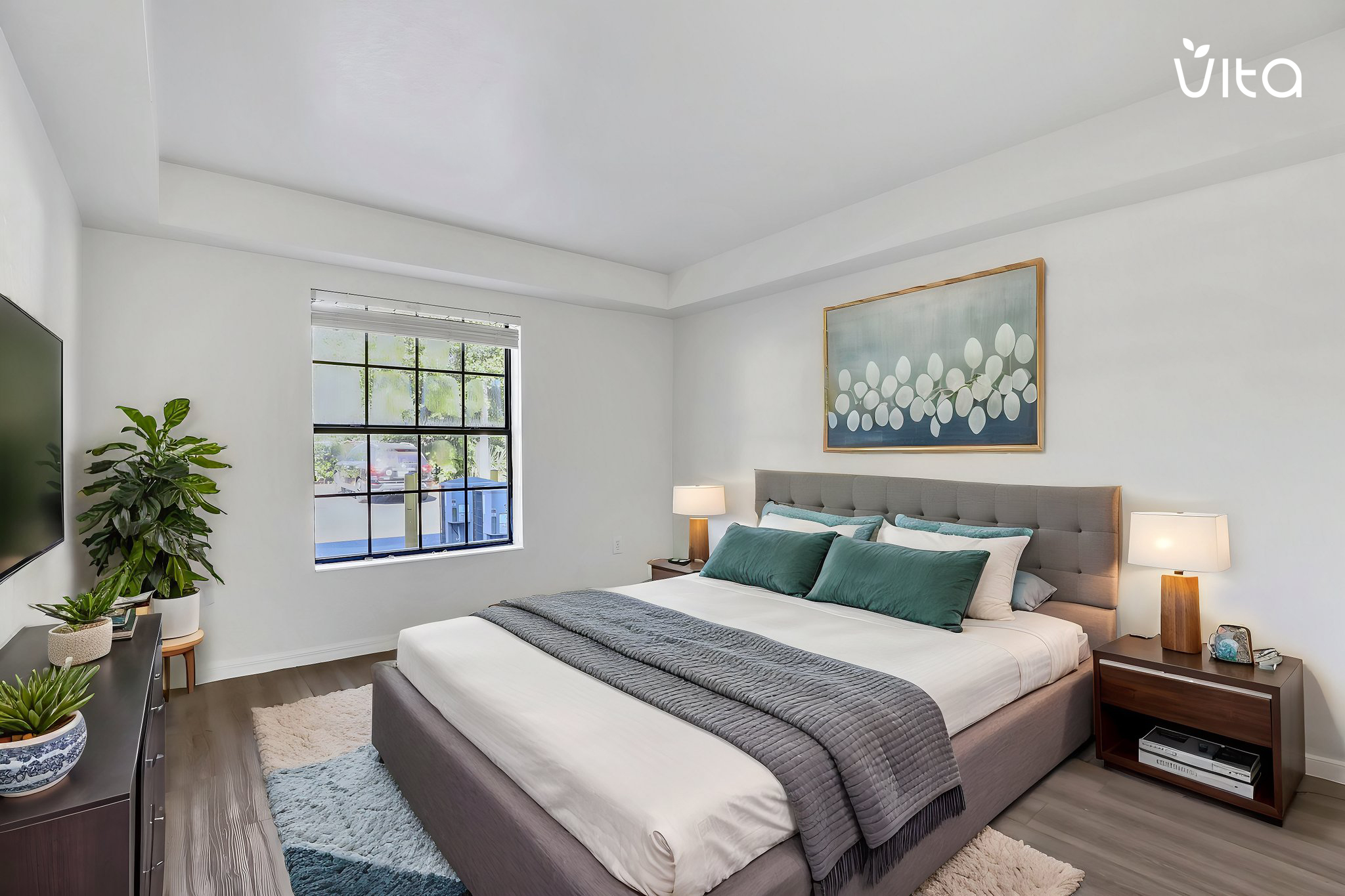 Palm Square bedroom, virtually staged
