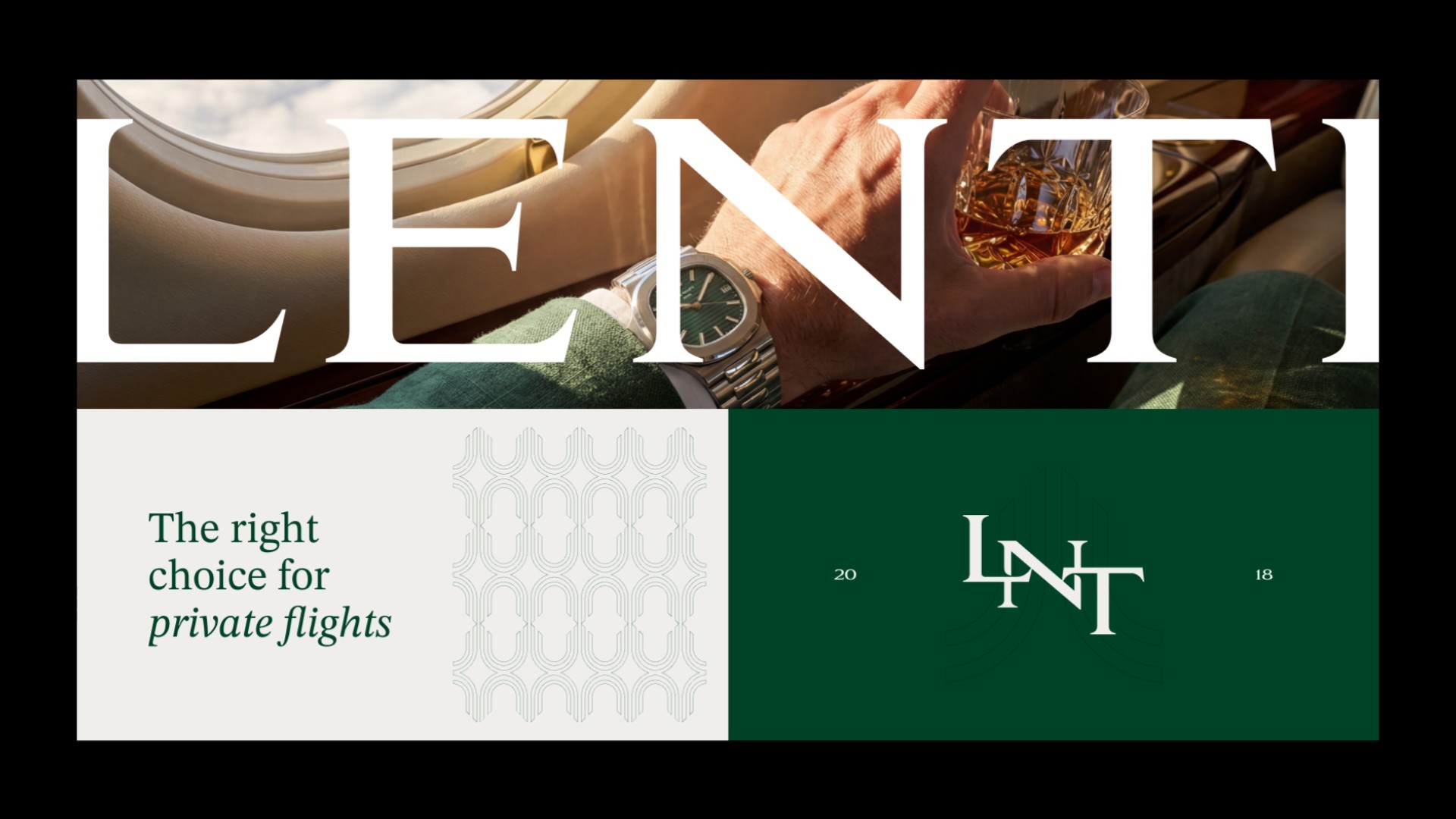 Lenti-Aviation-Wortmarke mit Claim „The right choice for private flights“