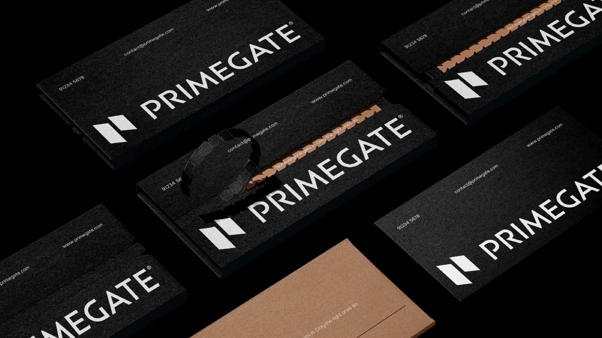 Primegate-Visitenkarten in Schwarz mit Bildmarke