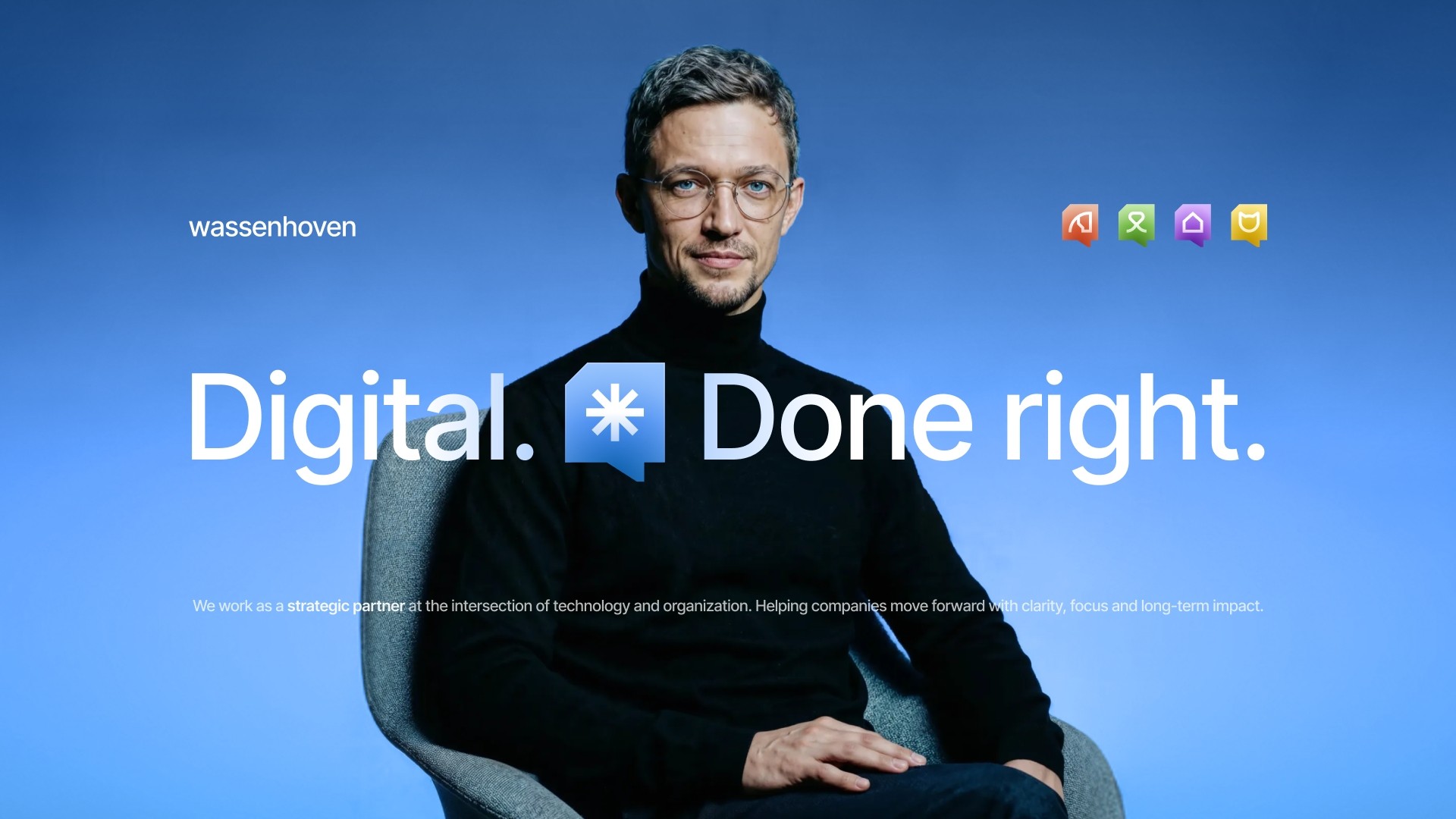 Wassenhoven-Kampagnenmotiv „Digital. Done right.“ mit Porträt