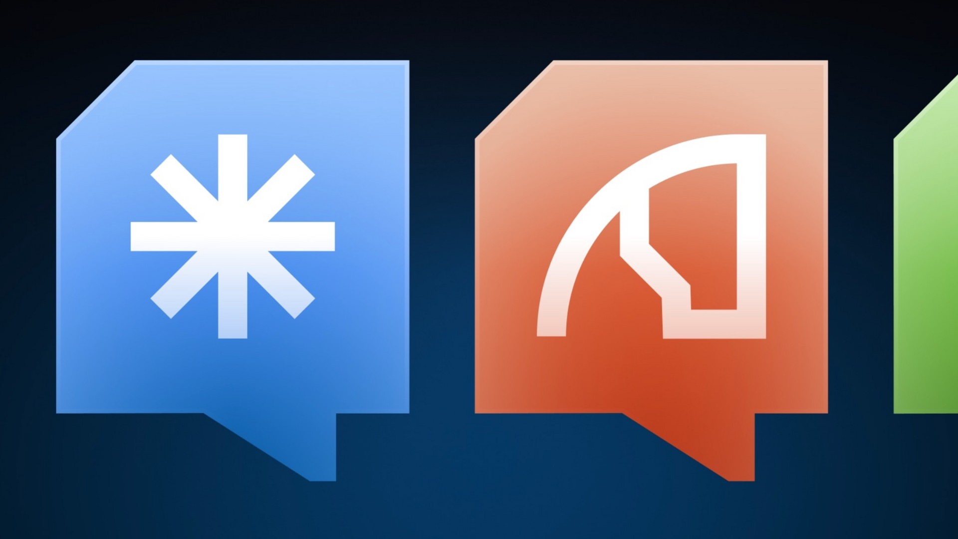 Wassenhoven-Icons in Blau und Orange als 3D-Sprechblasen