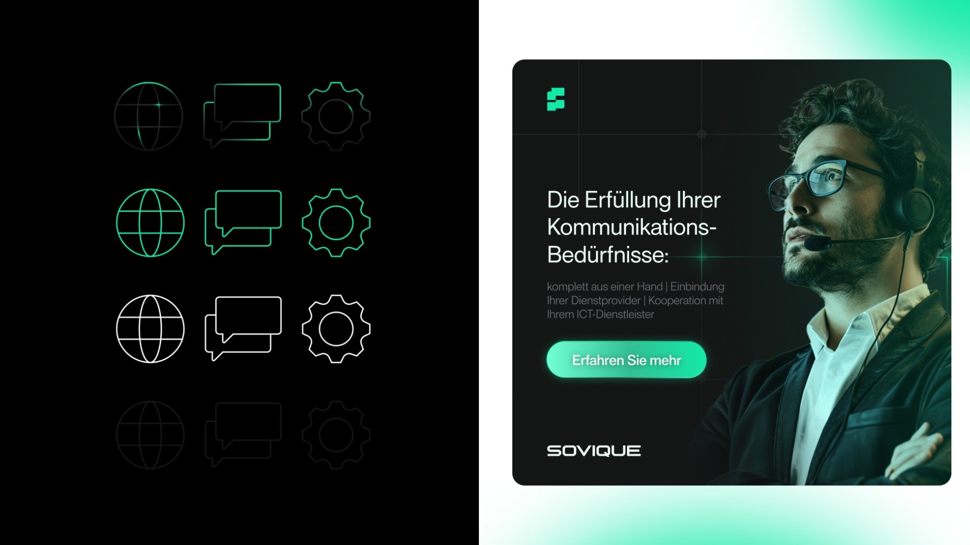 Sovique-Icons und Kampagnenmotiv mit Porträt