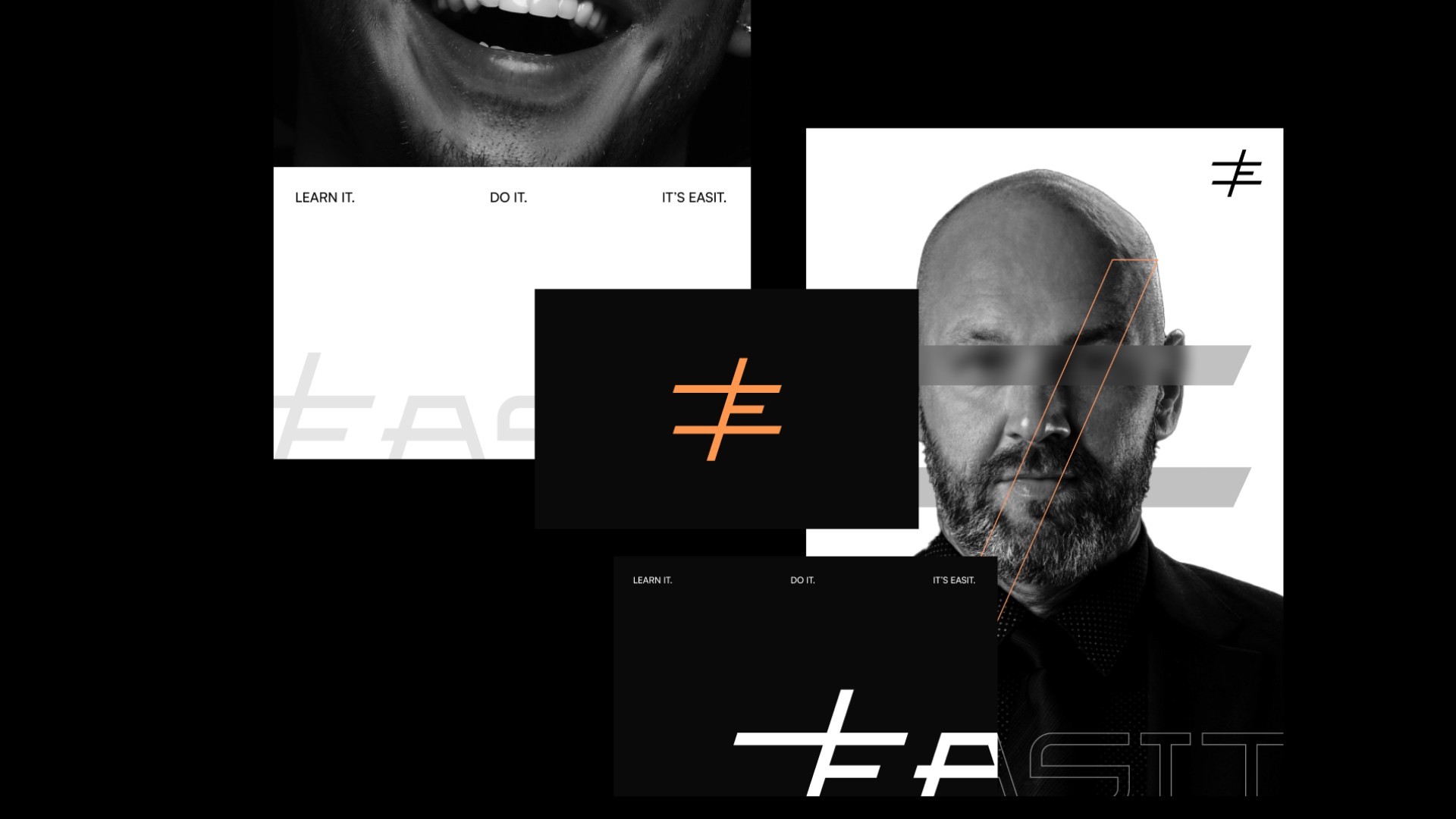 Easit-Plakatserie mit Porträt und Wortmarke