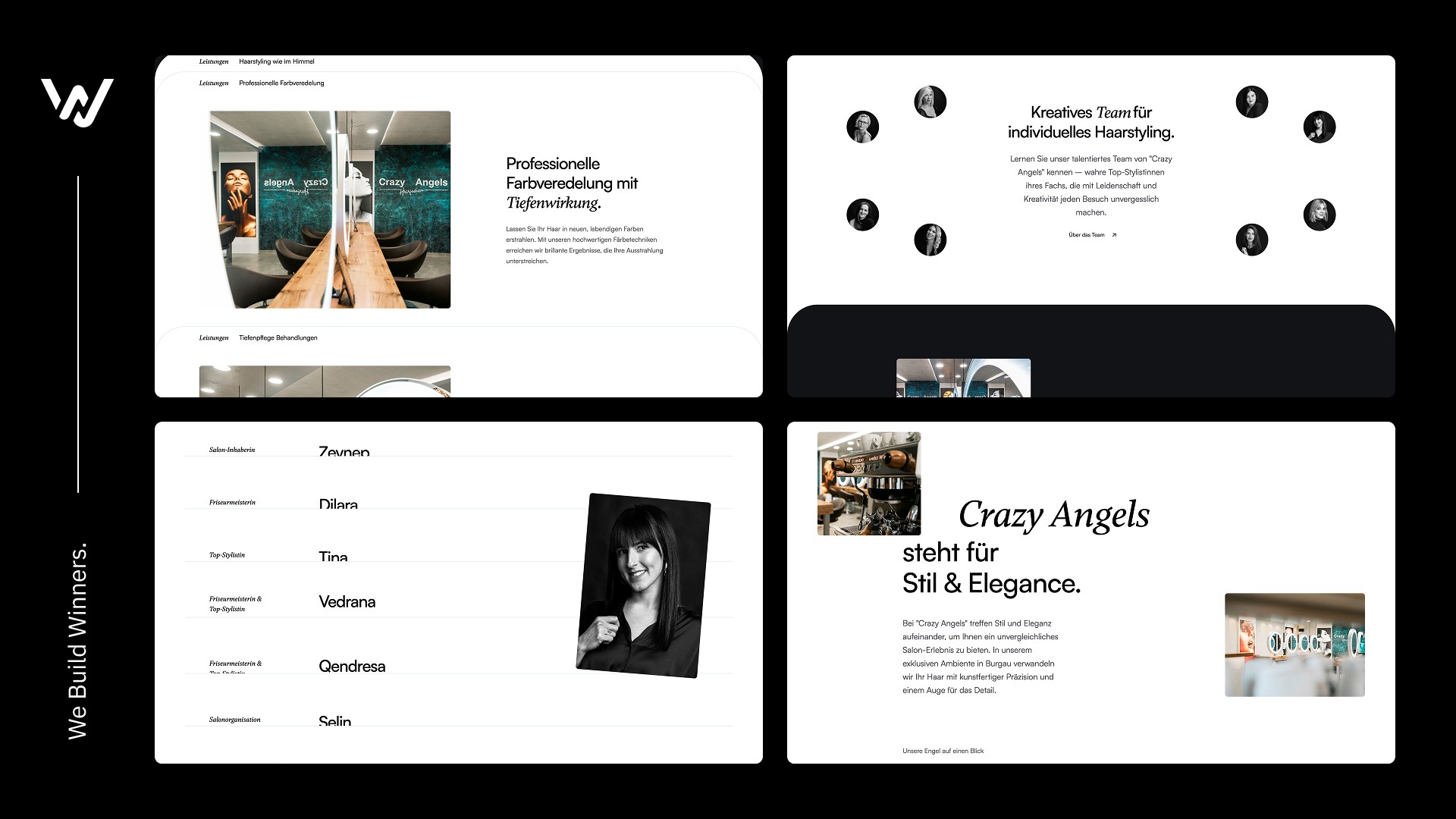 Unterseiten der Crazy-Angels-Hairfashion-Website im Überblick
