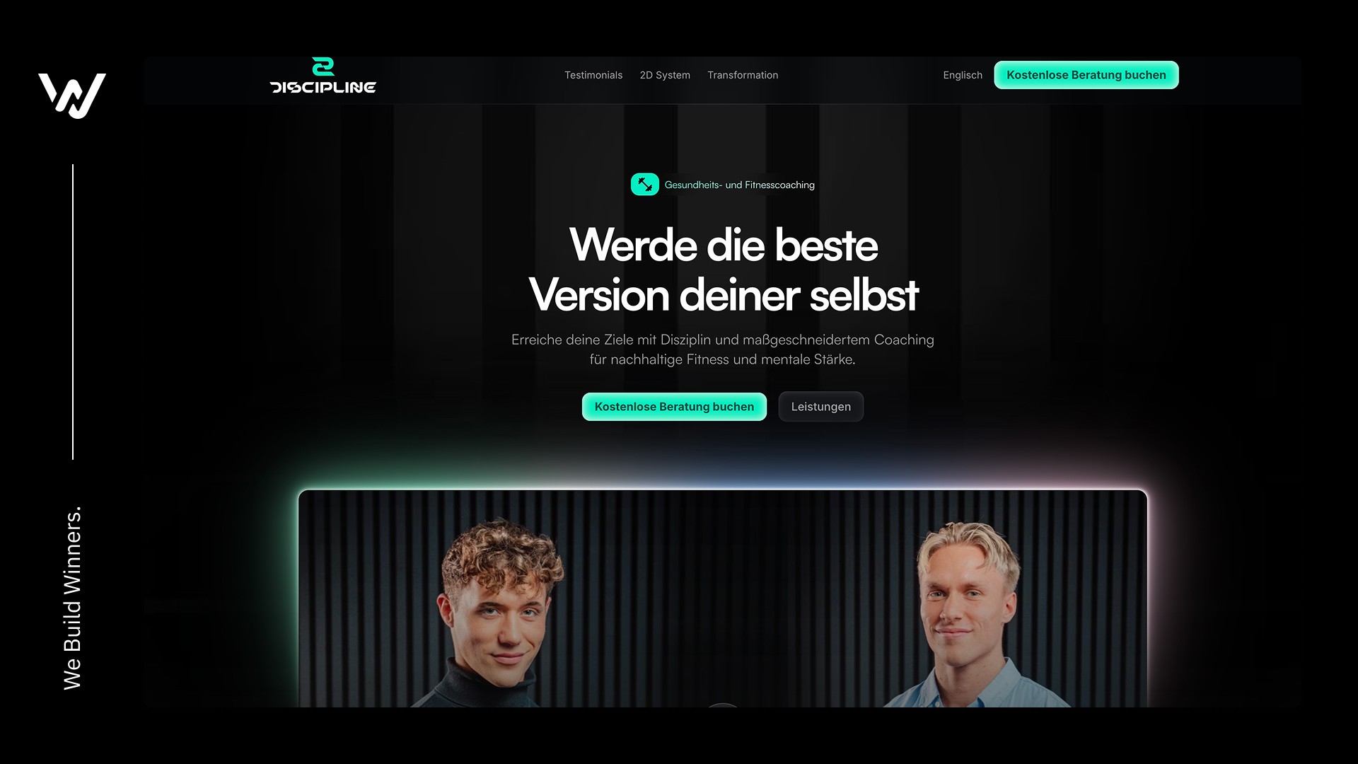 Hero der 2Discipline-Website „Werde die beste Version deiner selbst“
