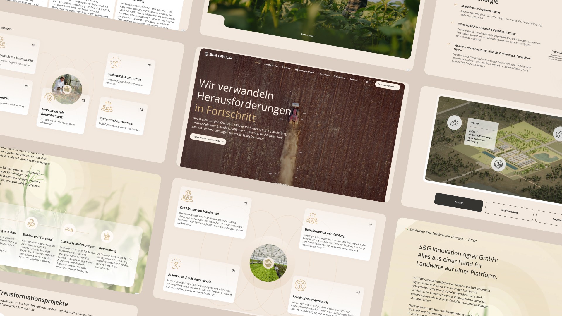 Collage der S&G-Group-Website-Seiten