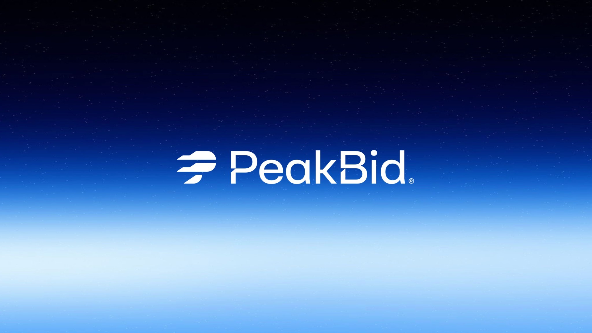 PeakBid-Logo auf blauem Verlauf