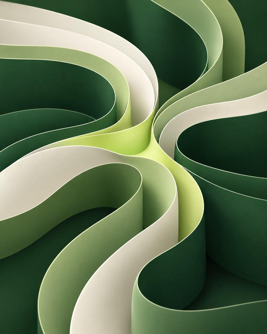Connected green and ivory pathways representing people, processes and tools