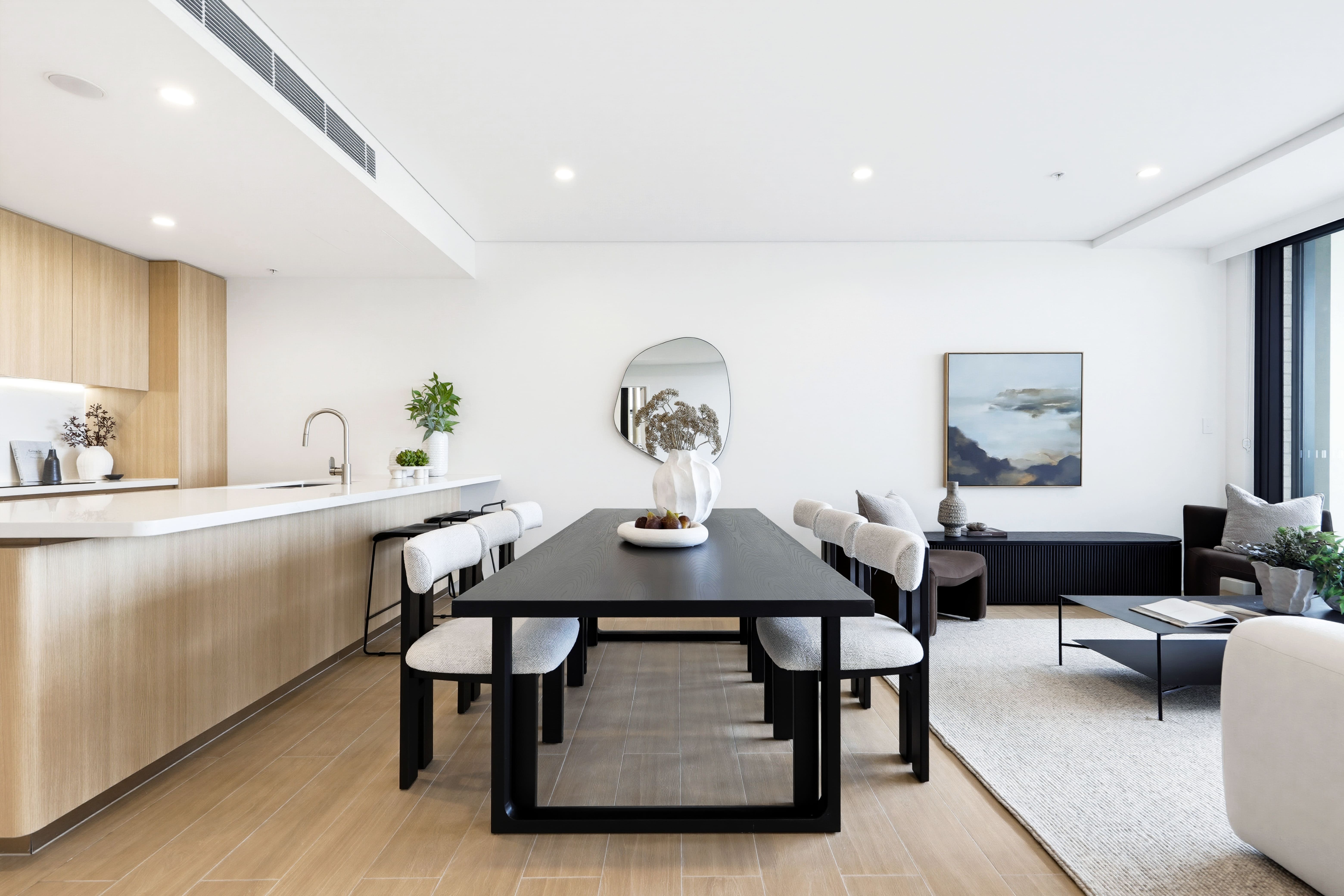 Interior of the three-bedroom display apartment at Caringbah Pavilion