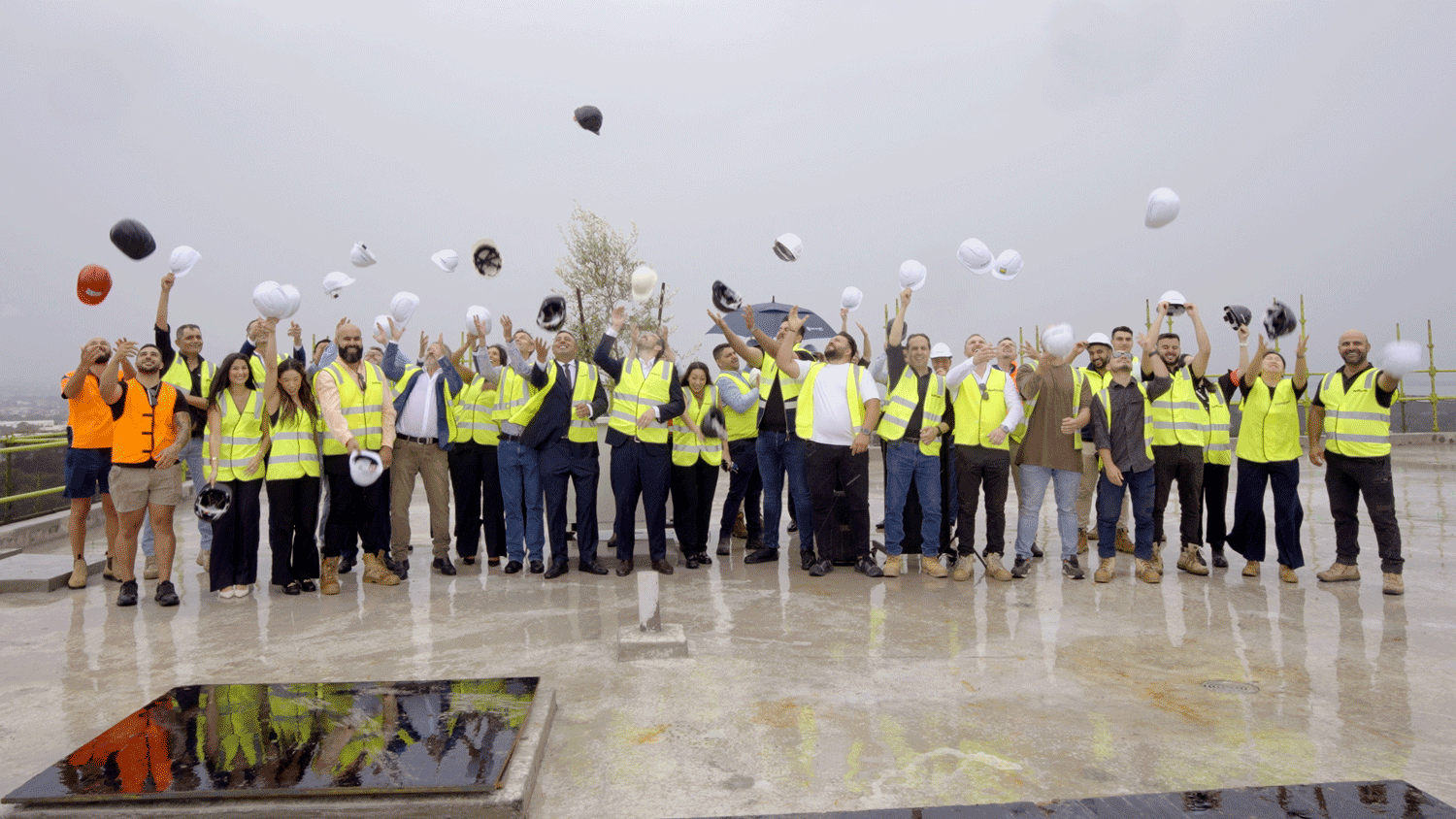 Video still from the Caringbah Pavilion topping out celebration