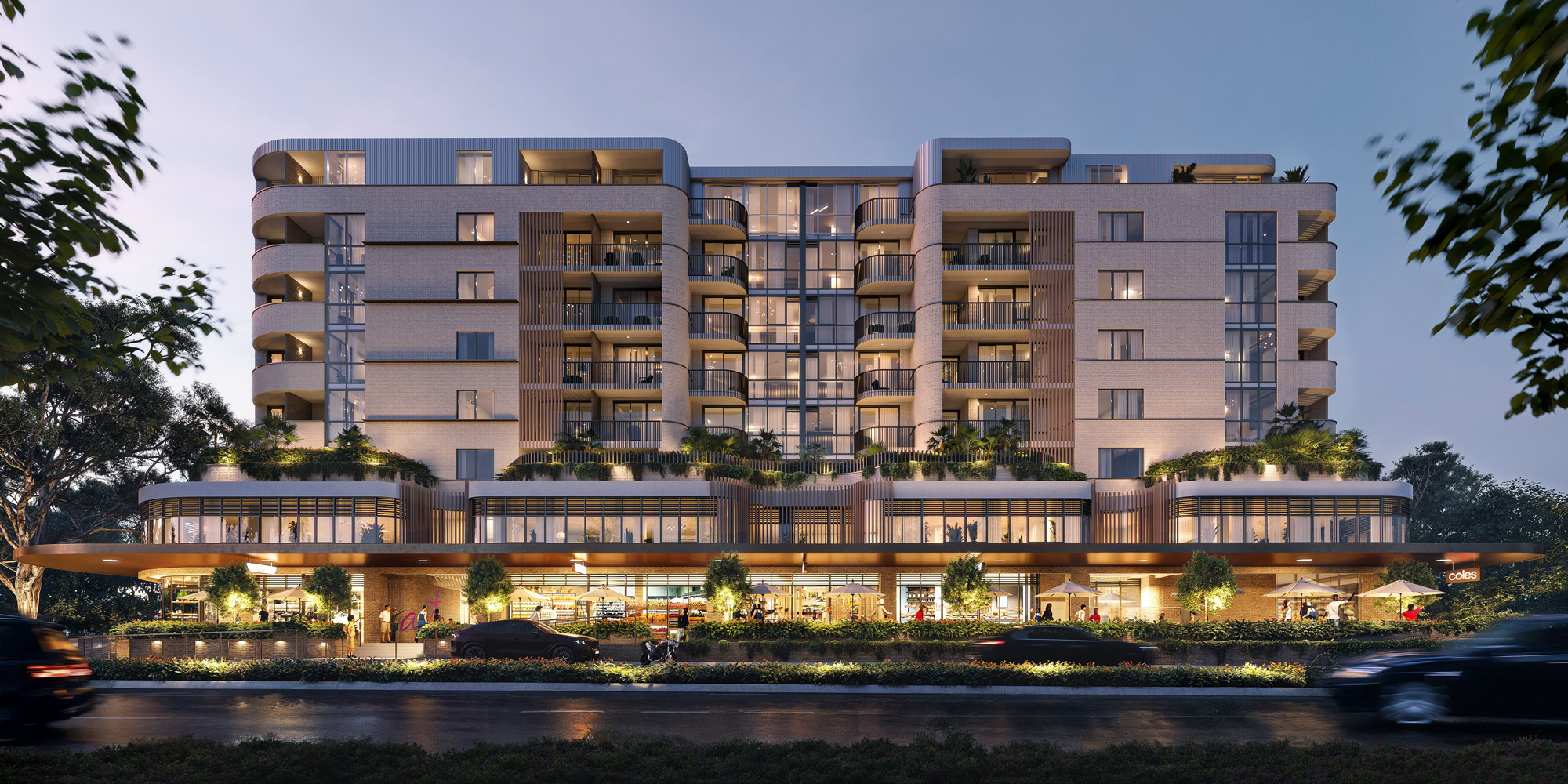 Artist's impression of Caringbah Pavilion, a vertical village of apartments above ground-floor retail