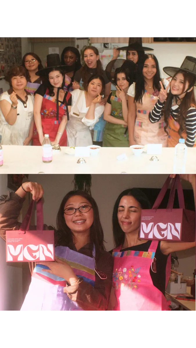 Creators gathering together and holding MGN gift bags