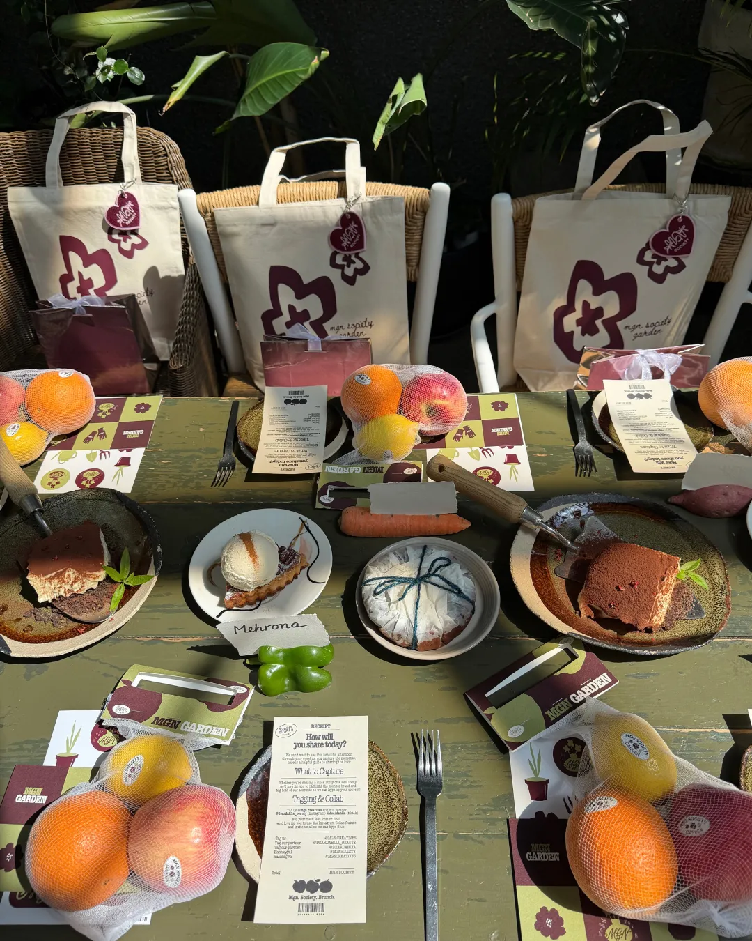 MGN Society brunch packaging and printed table details