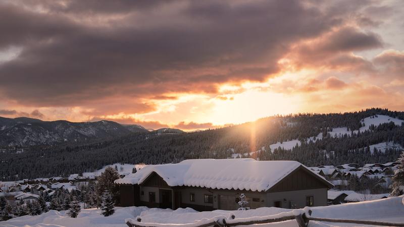 Montana mountains at winter sunset