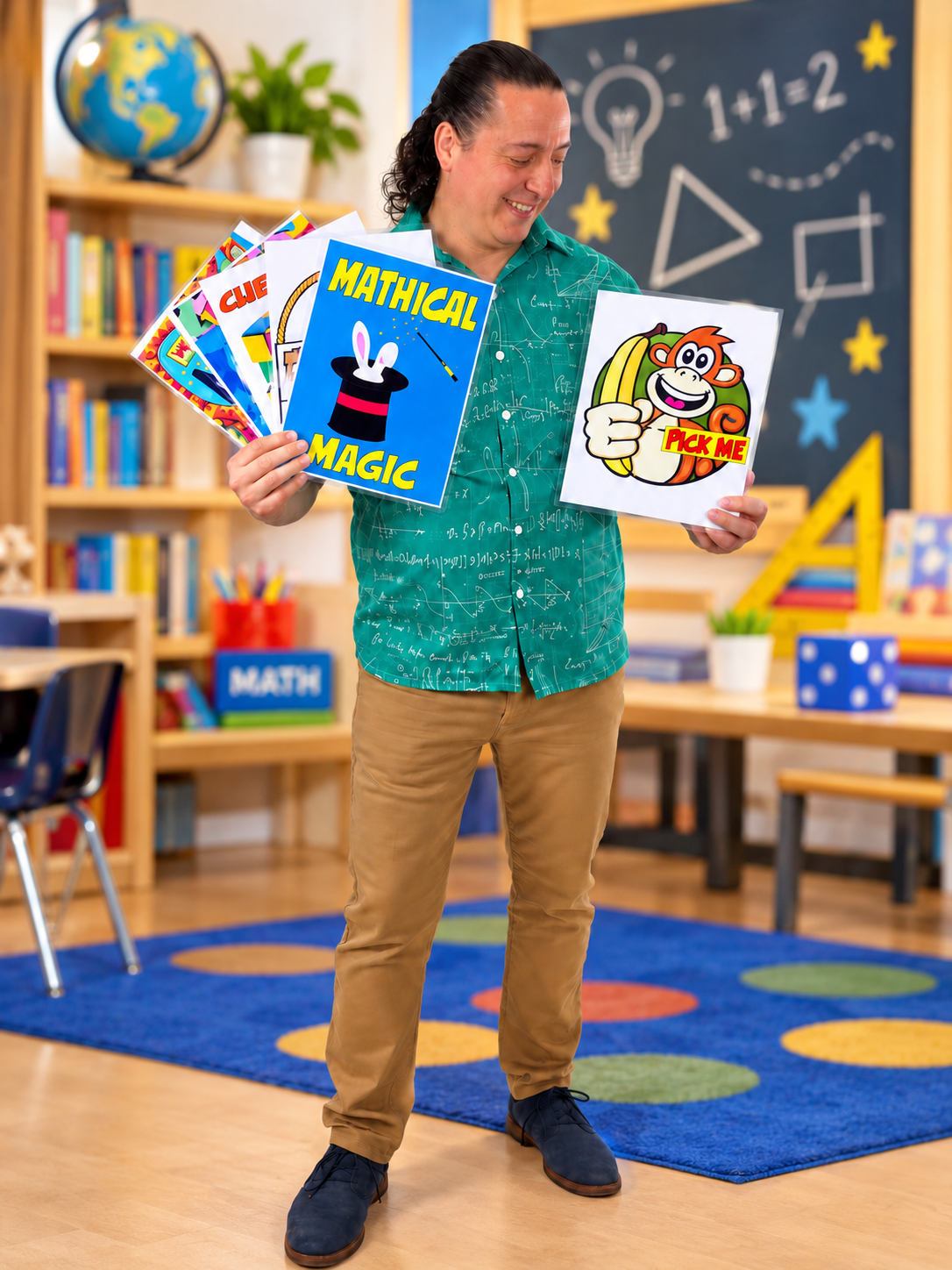 JamesZini with mathematics and magic materials for Mathical Mystery Tour