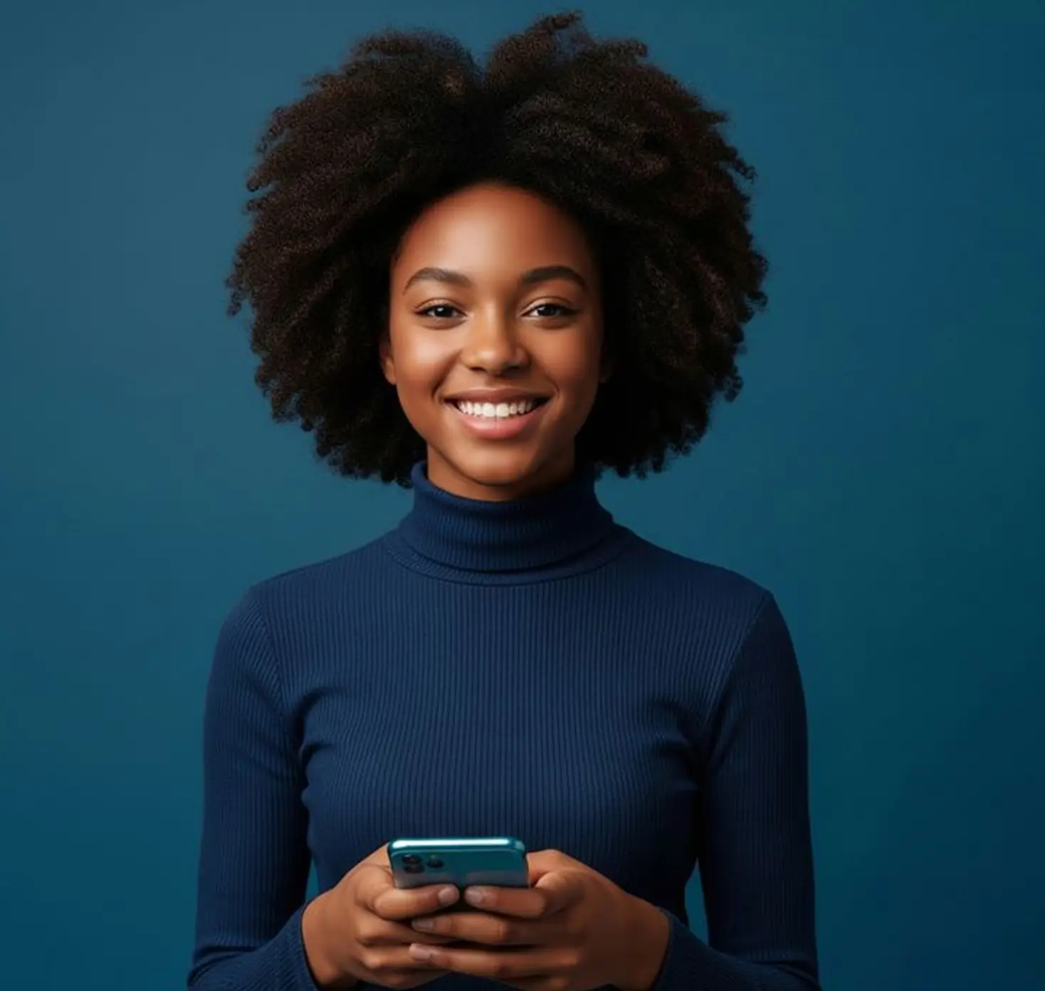 Smiling security manager holding a smartphone