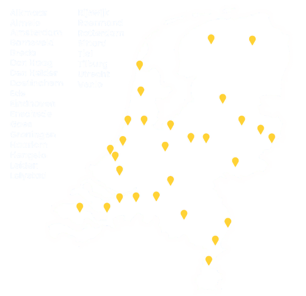 Kaart van Nederland met onze locaties