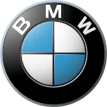 BMW logo with blue and white quadrants inside a black circular border with BMW letters at the top.