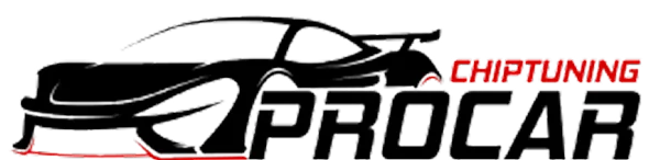 Stylized black sports car outline with the text 'PROCAR' in bold black letters and 'CHIPTUNING' in smaller red letters above.