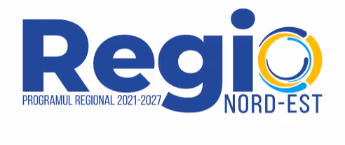 Logo for Regional Program 2021-2027 Nord-Est featuring blue and yellow circular design.