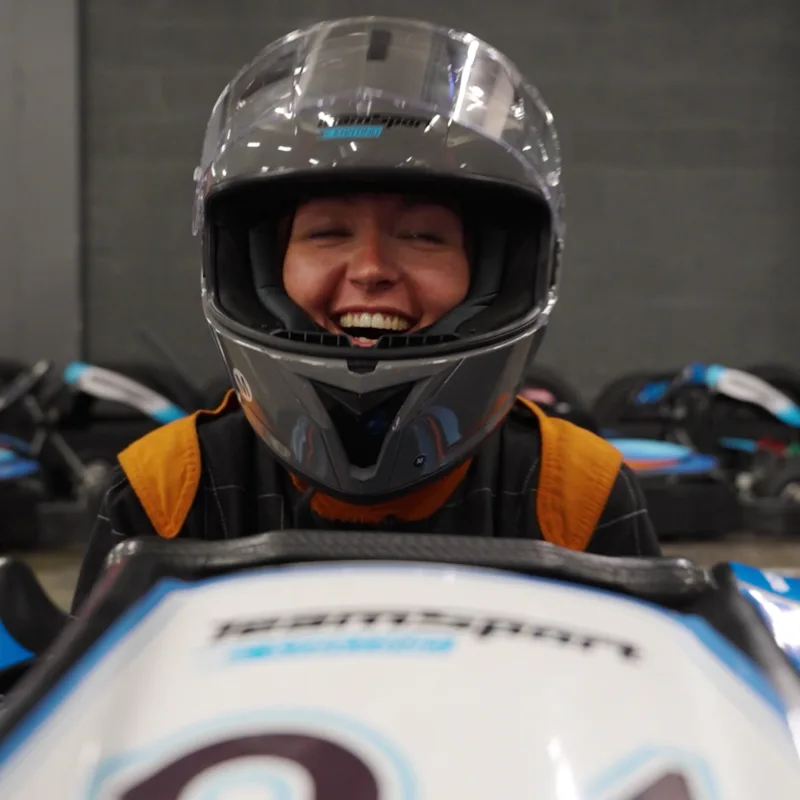 The team go-karting at TeamSport