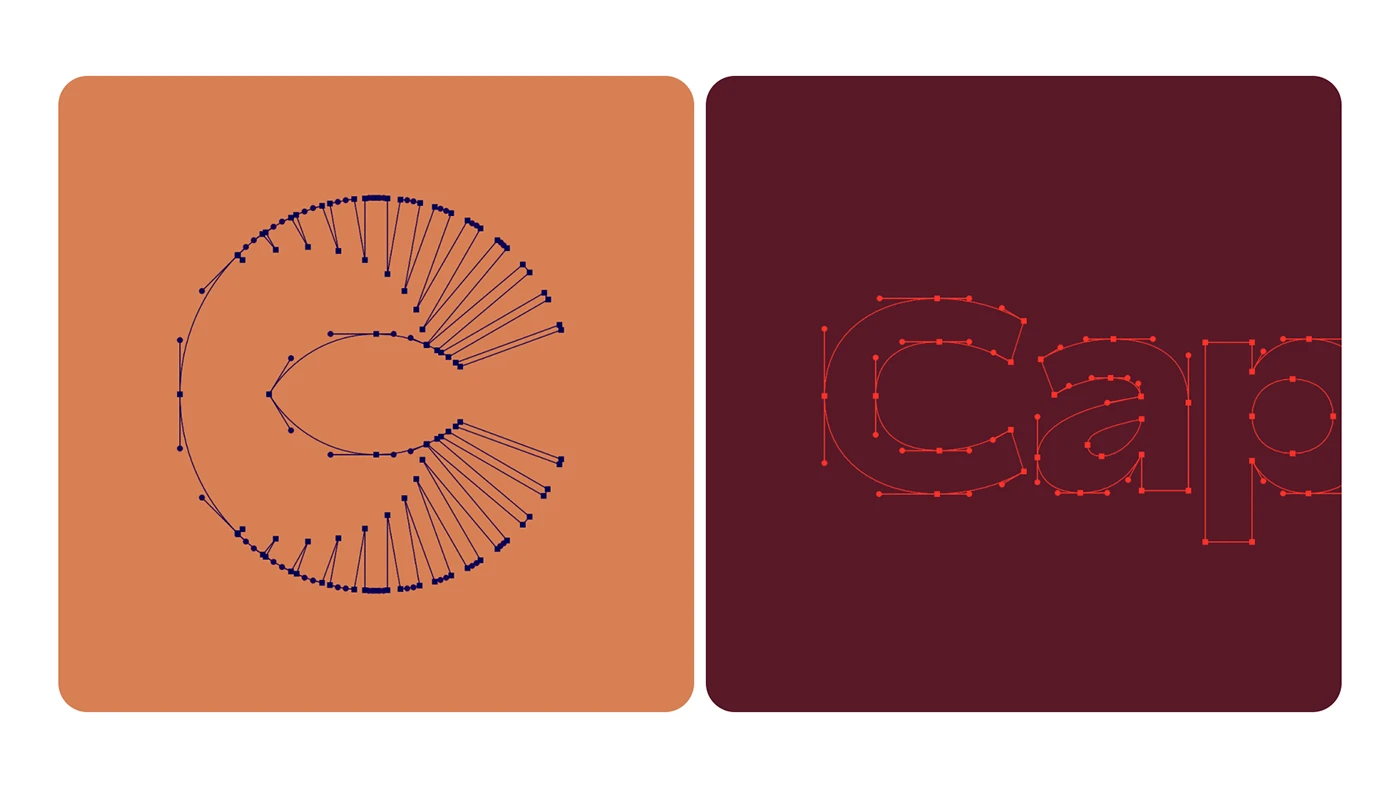 CapitalEye symbol and lettering construction in the brand colours