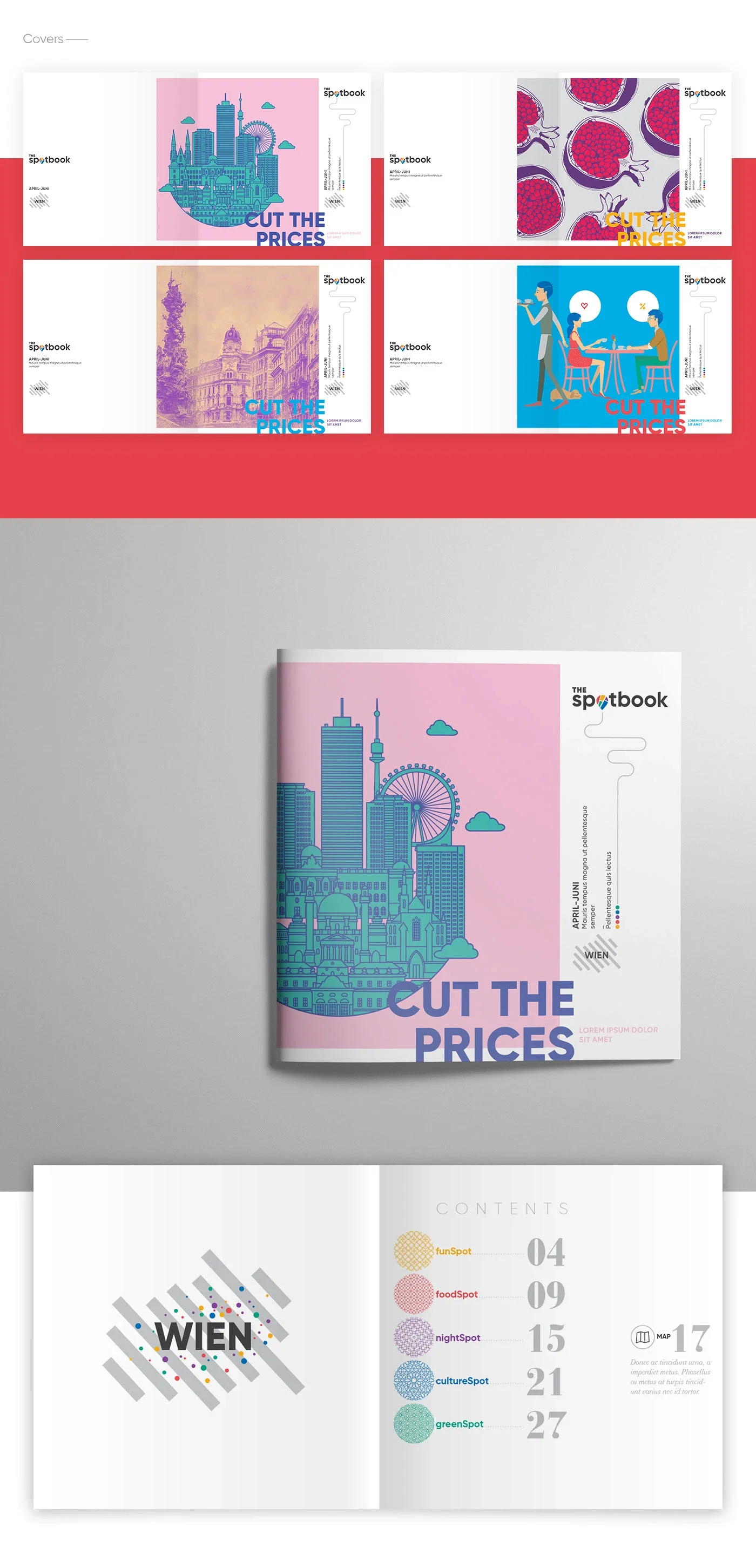 The Spotbook cover design, identity and editorial layouts