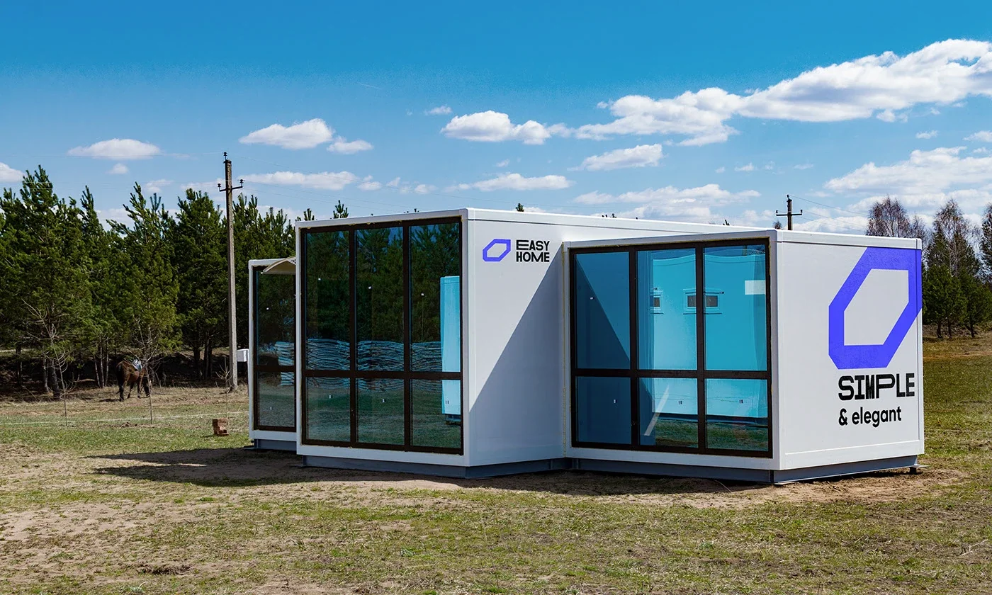 Easy Home branding on a prefabricated modular house