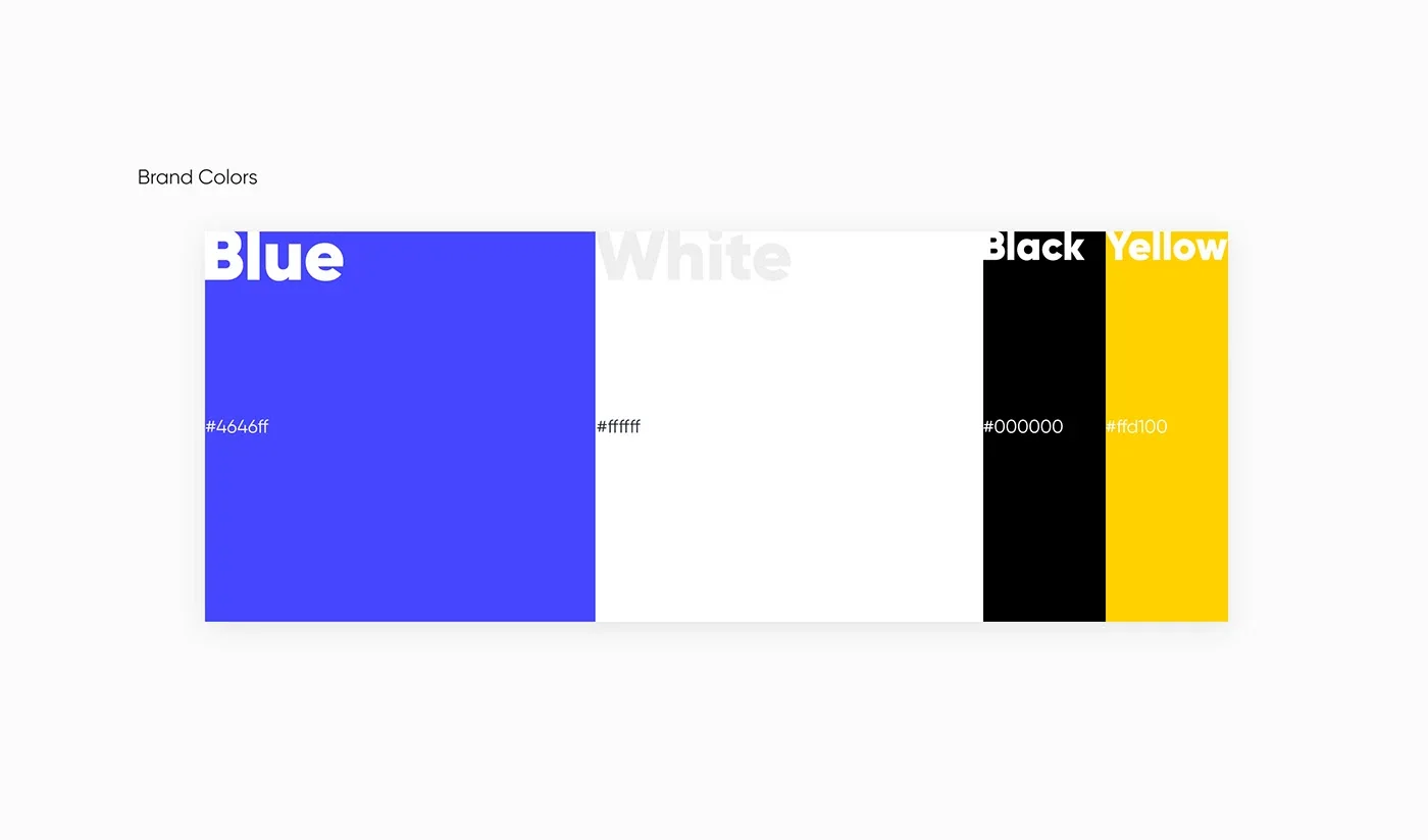 Easy Home blue, white, black and yellow colour palette