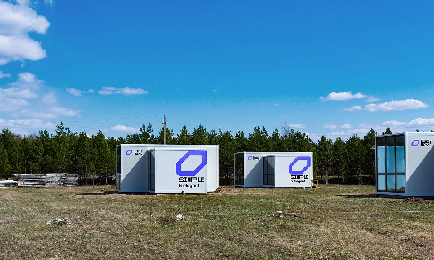 Easy Home modular houses with exterior branding
