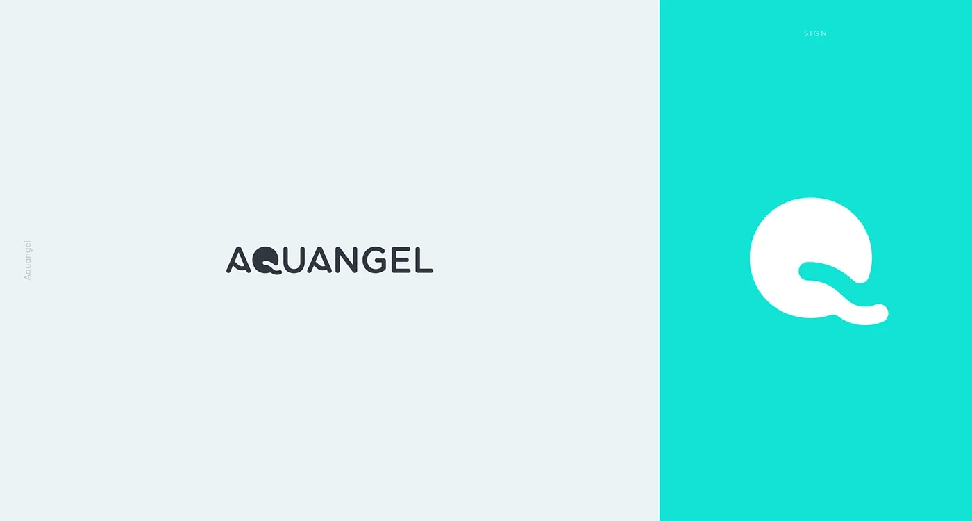 Aquangel wordmark and symbol