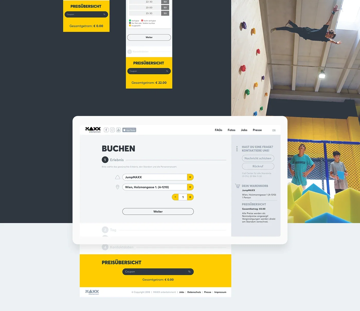MAXX Entertainment online booking interface