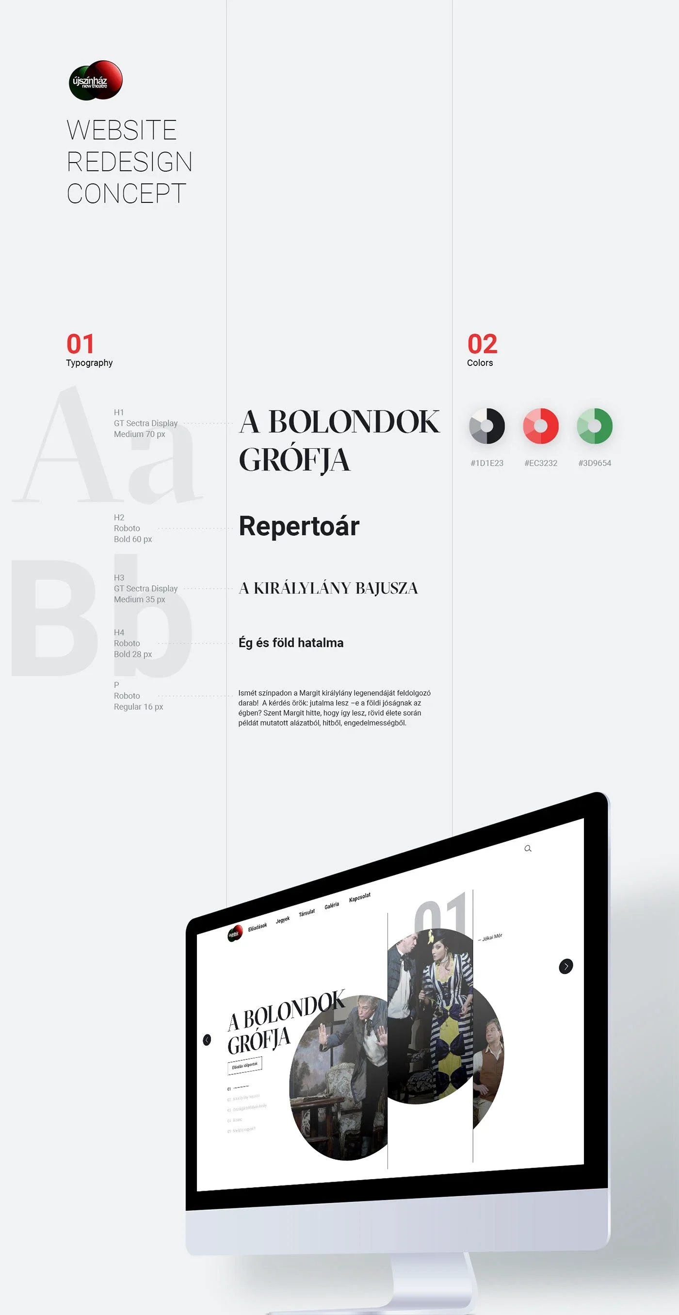 Újszínház website concept, typography and visual foundations
