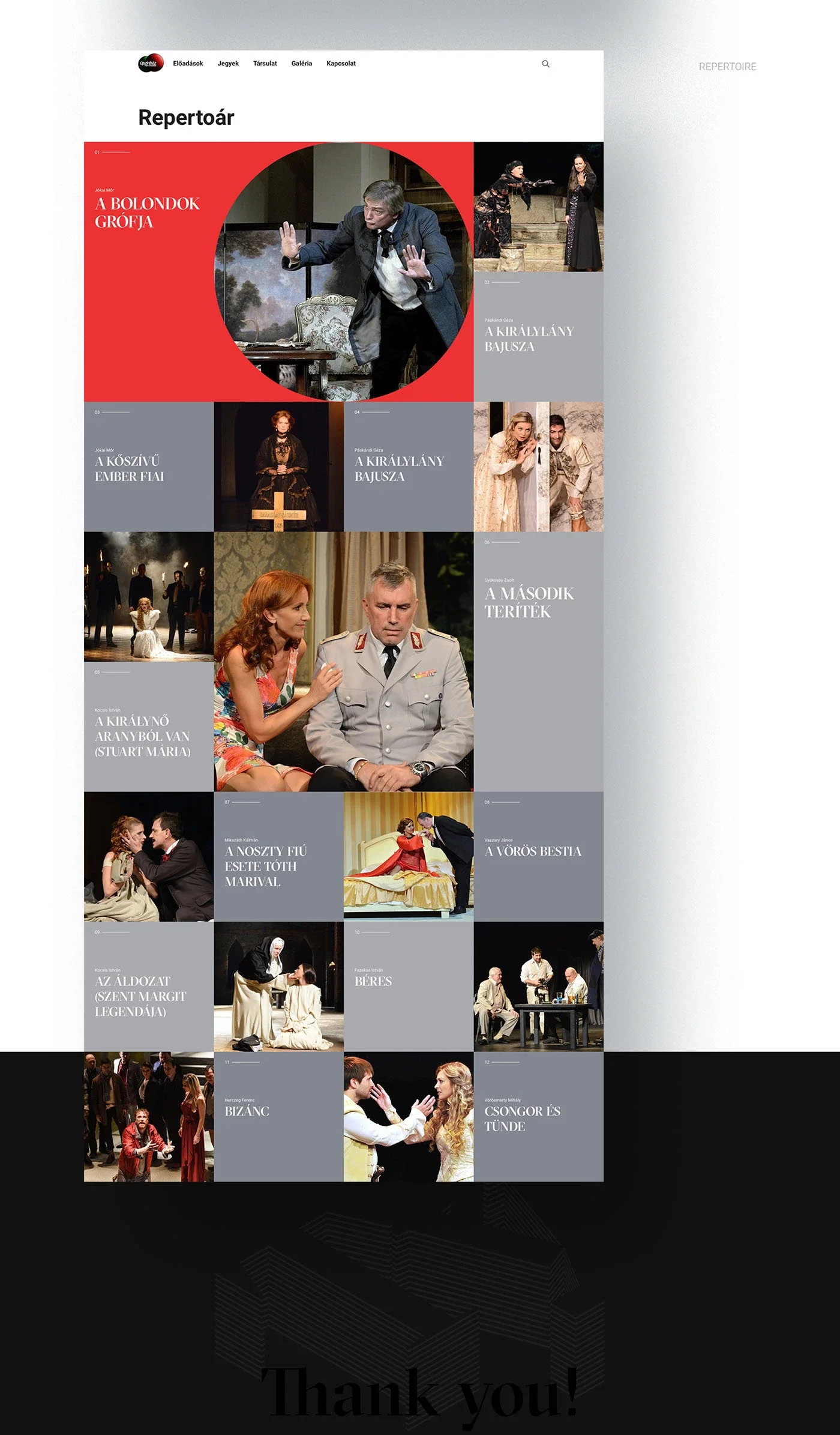 Újszínház repertoire and editorial layouts
