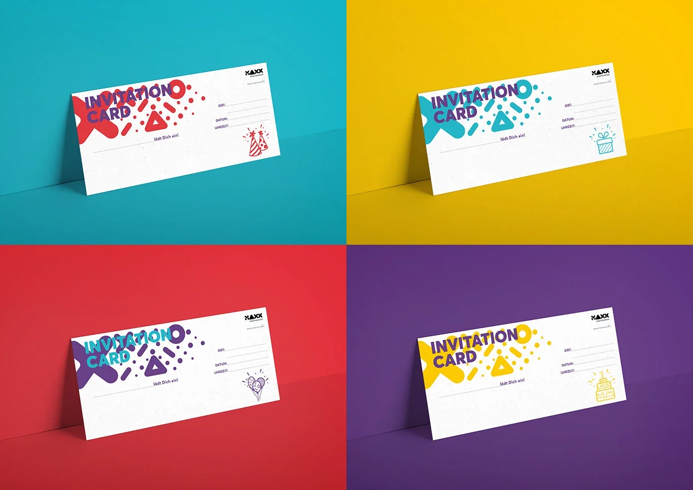 MAXX Entertainment colour-coded business cards