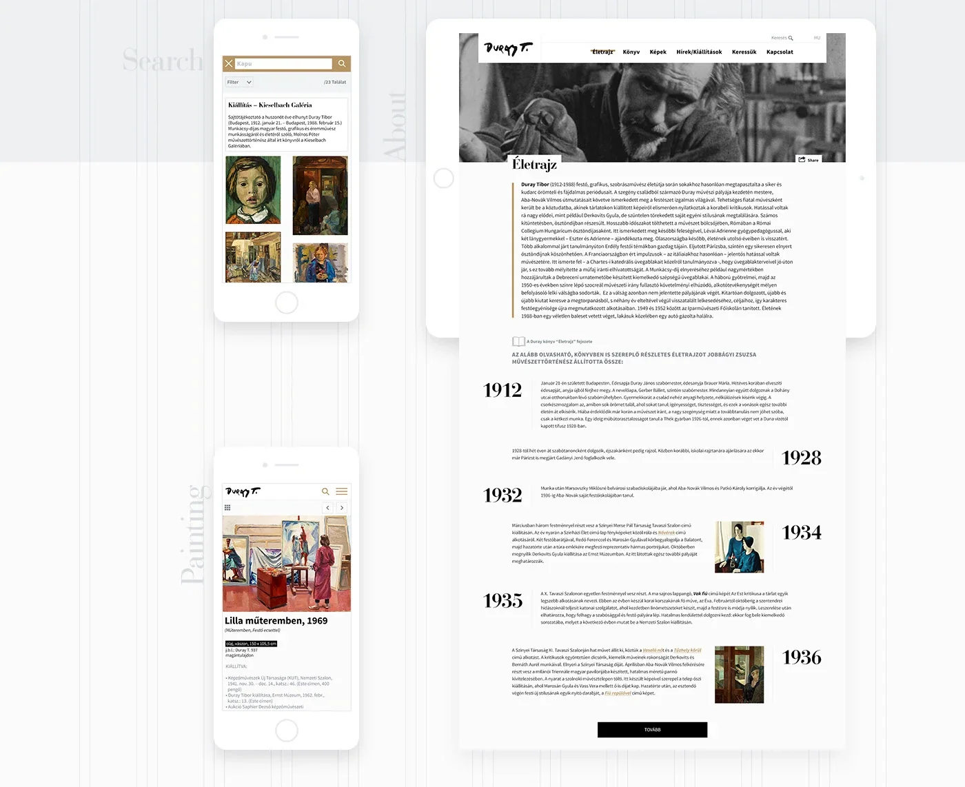 Tibor Duray biographical timeline and mobile layouts