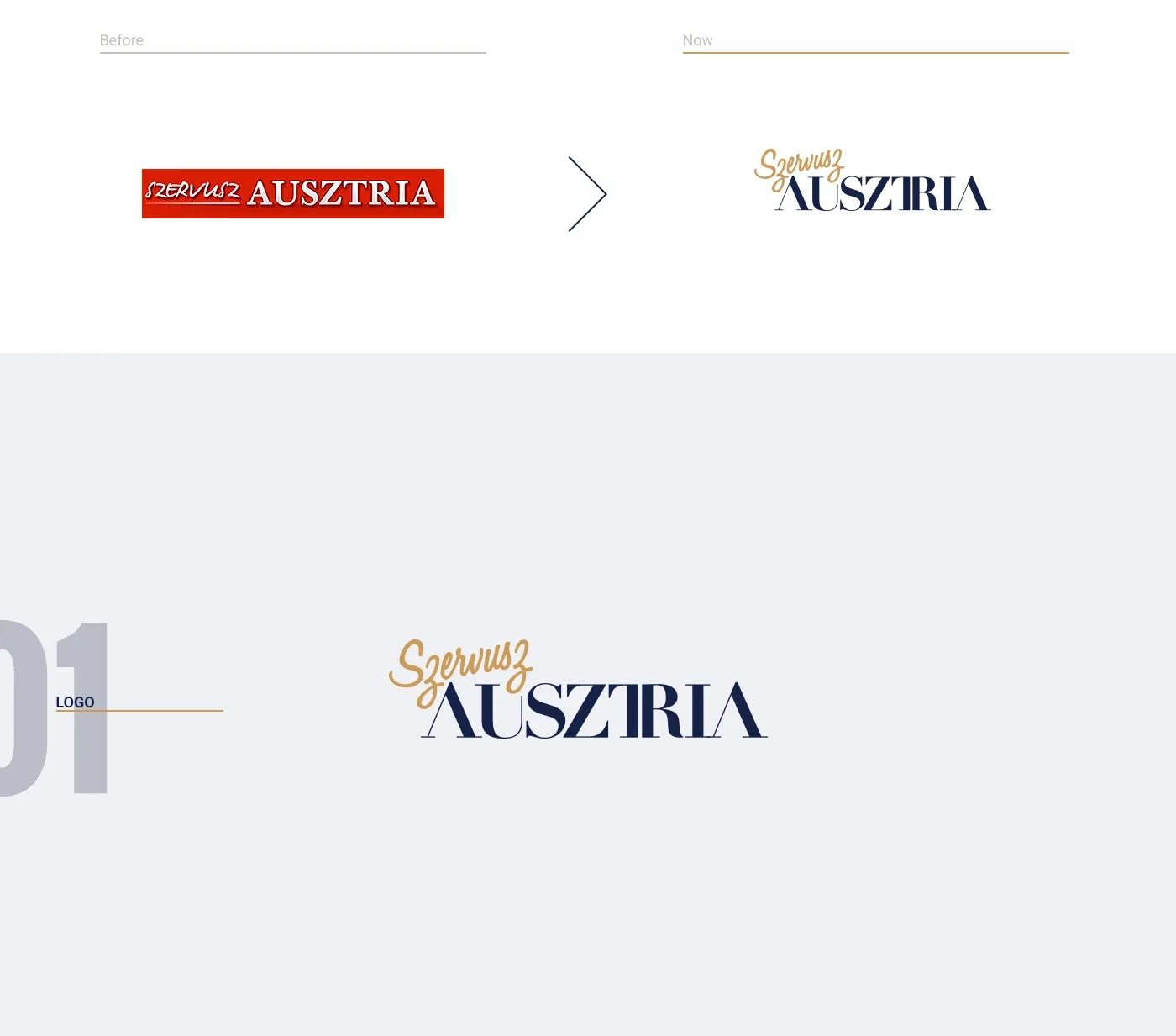 Szervusz Ausztria original and redesigned logos