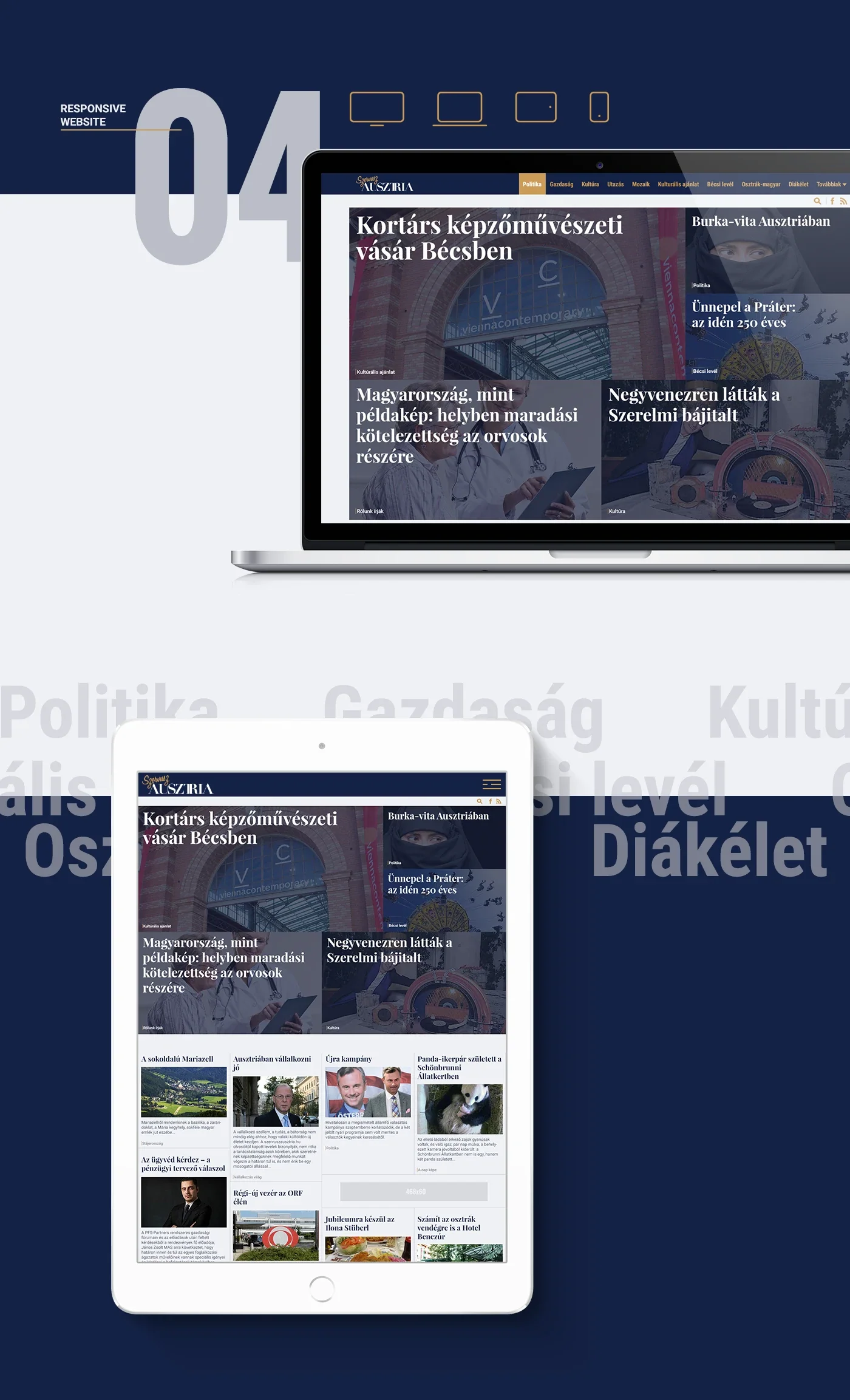 Szervusz Ausztria desktop and tablet website