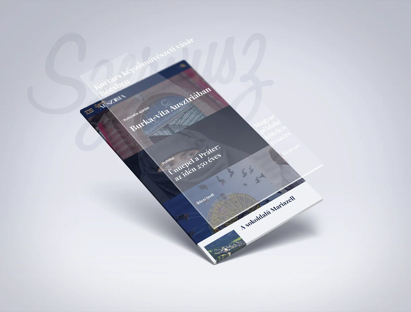 Szervusz Ausztria layered tablet website presentation