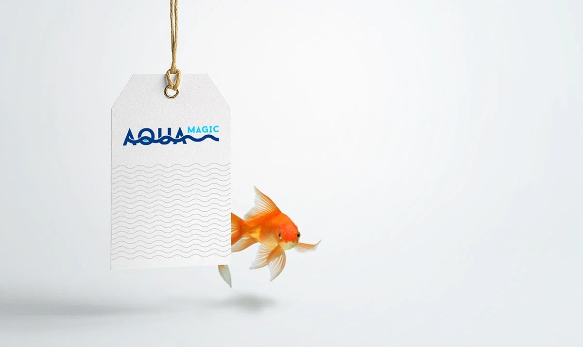 Aqua Magic identity on a hanging tag