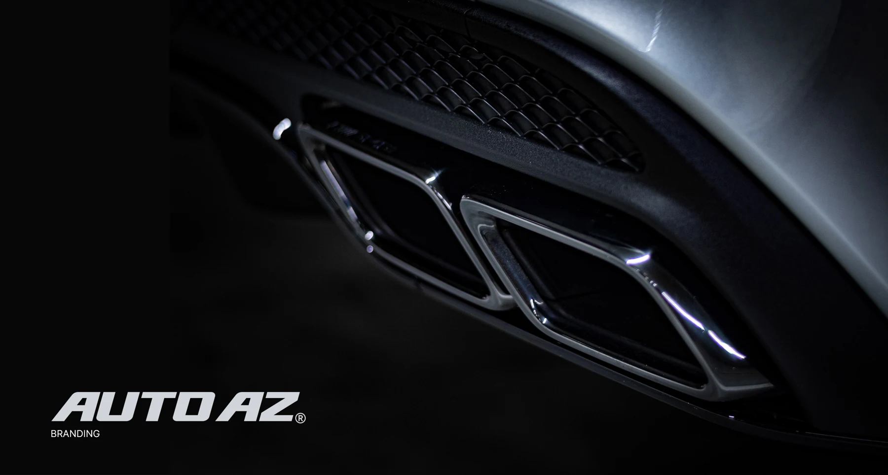 AUTO AZ branding with a dark automotive detail and white wordmark