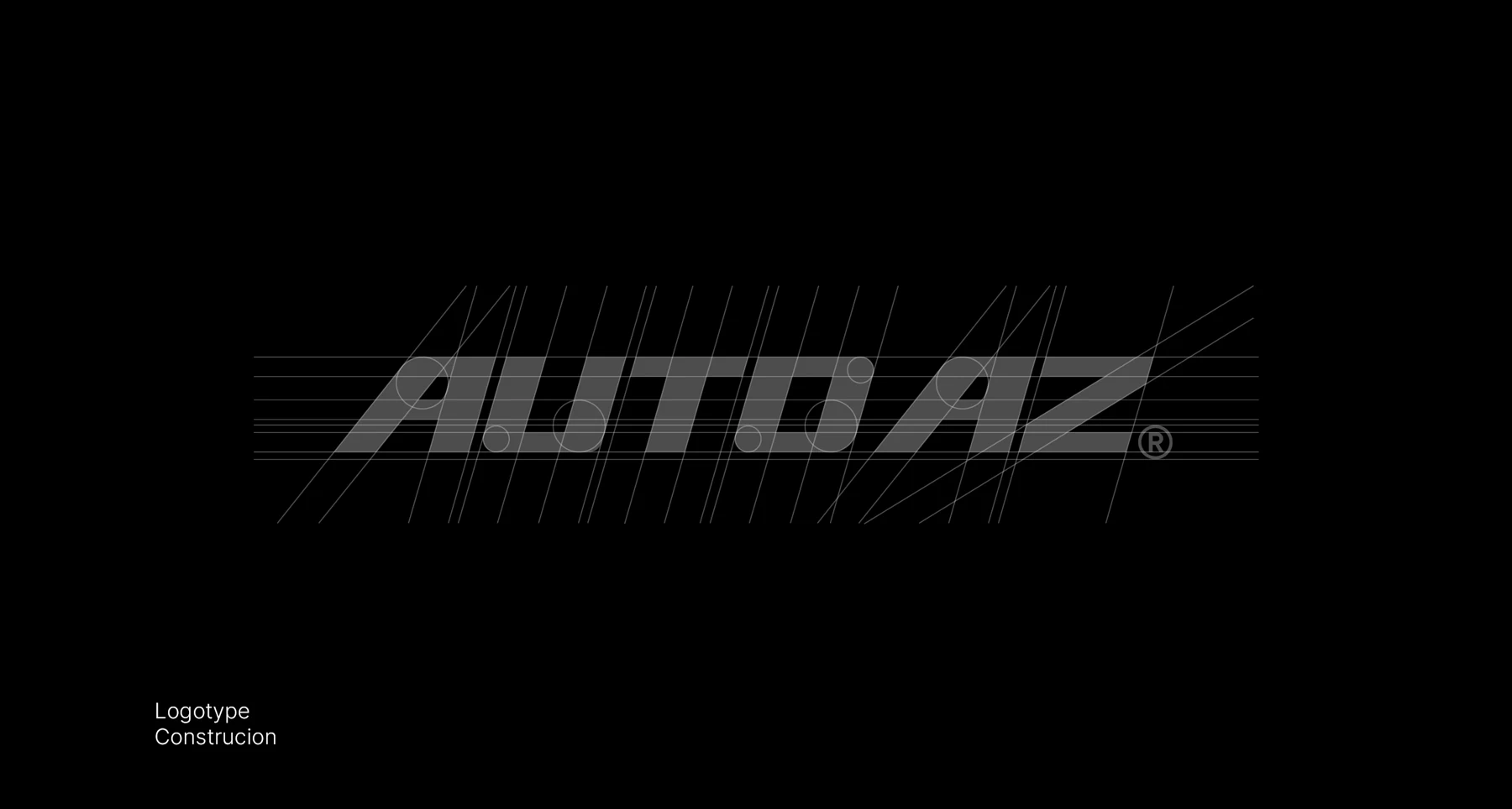 AUTO AZ italic wordmark construction and alignment guides