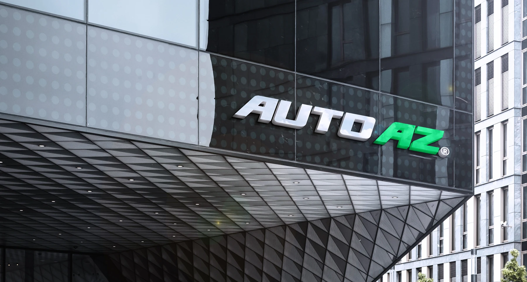 AUTO AZ illuminated building signage mockup