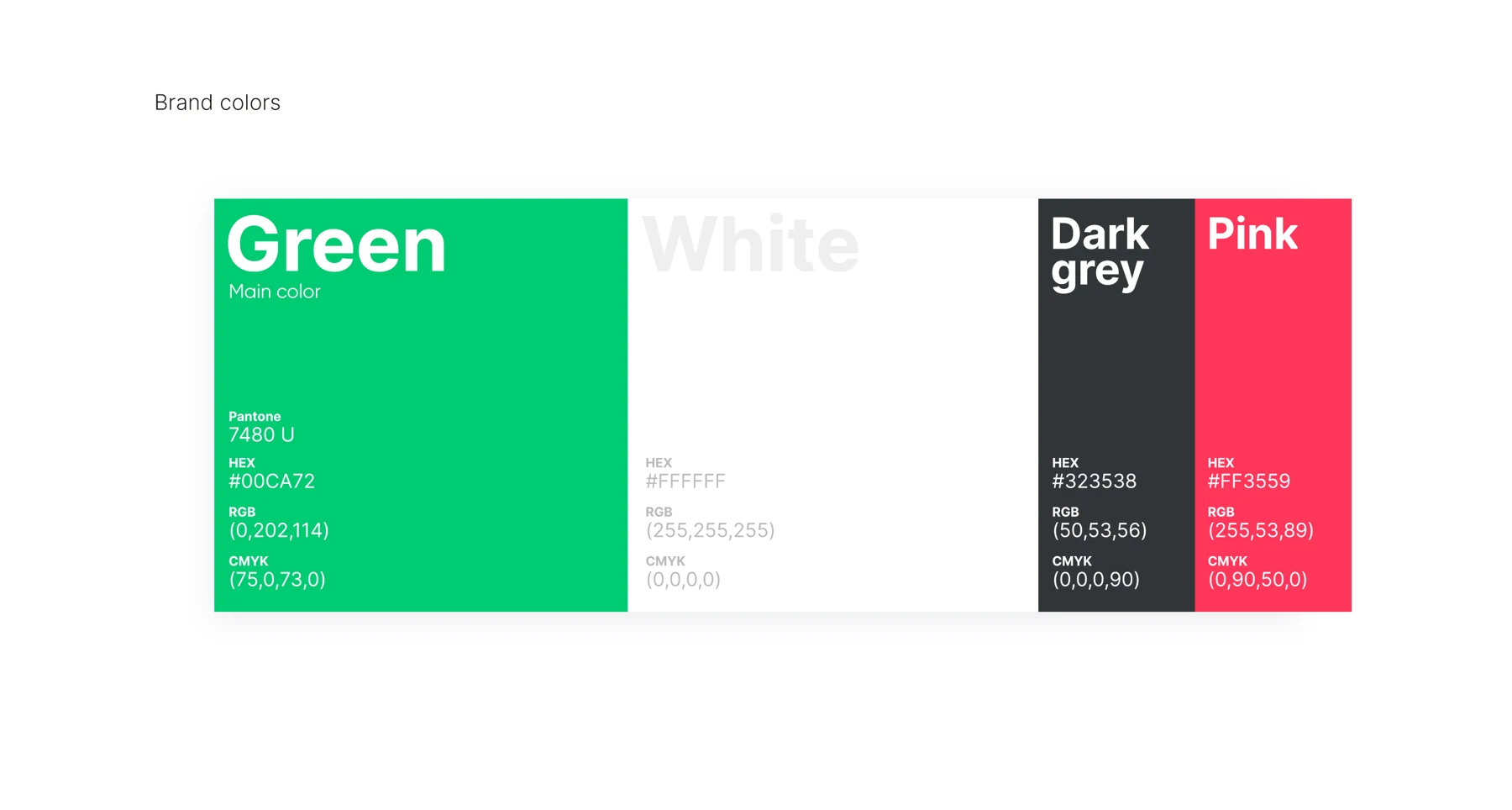 AUTO AZ brand colour palette: green, white, dark grey and pink