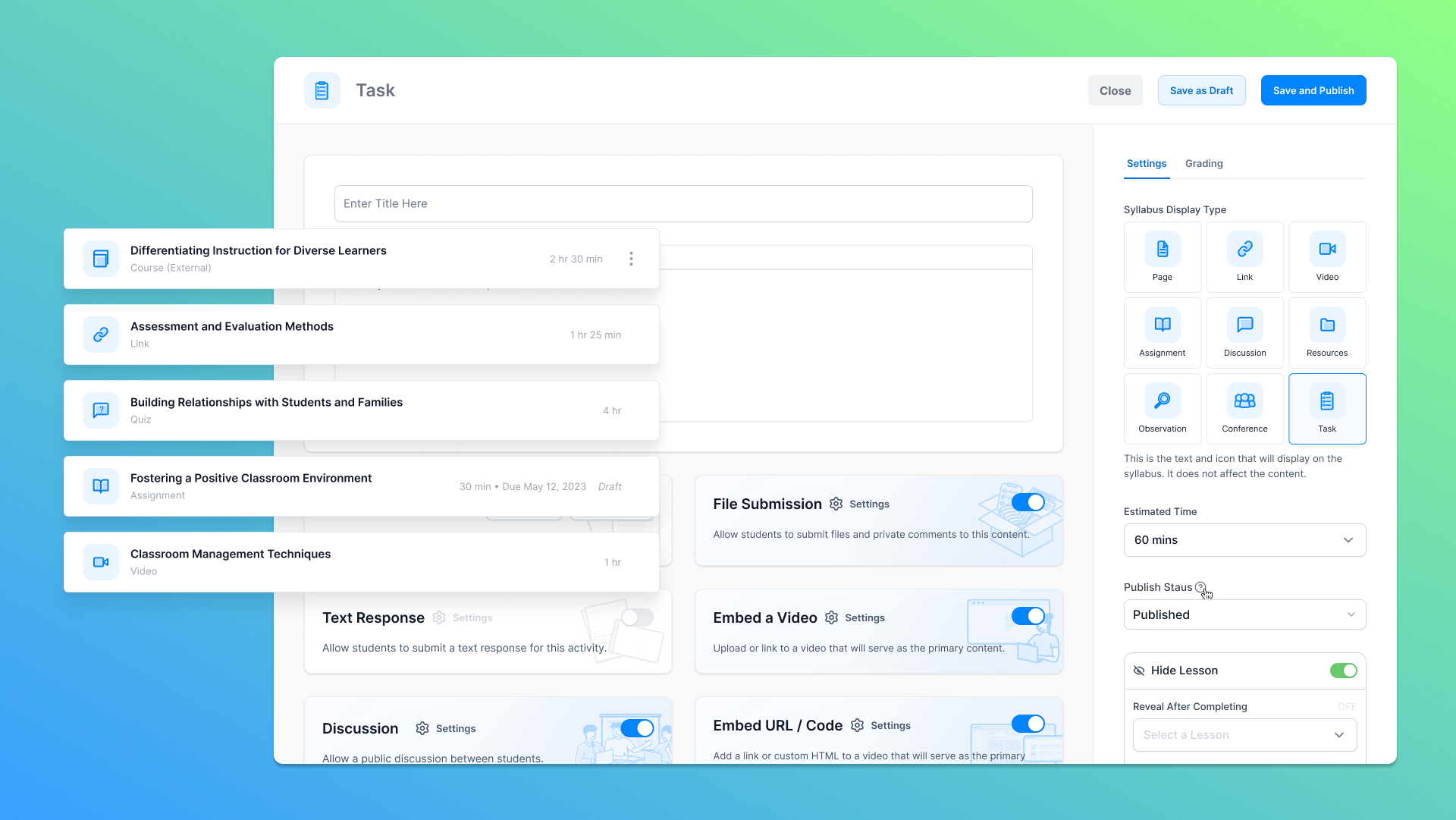 Proserva education platform design