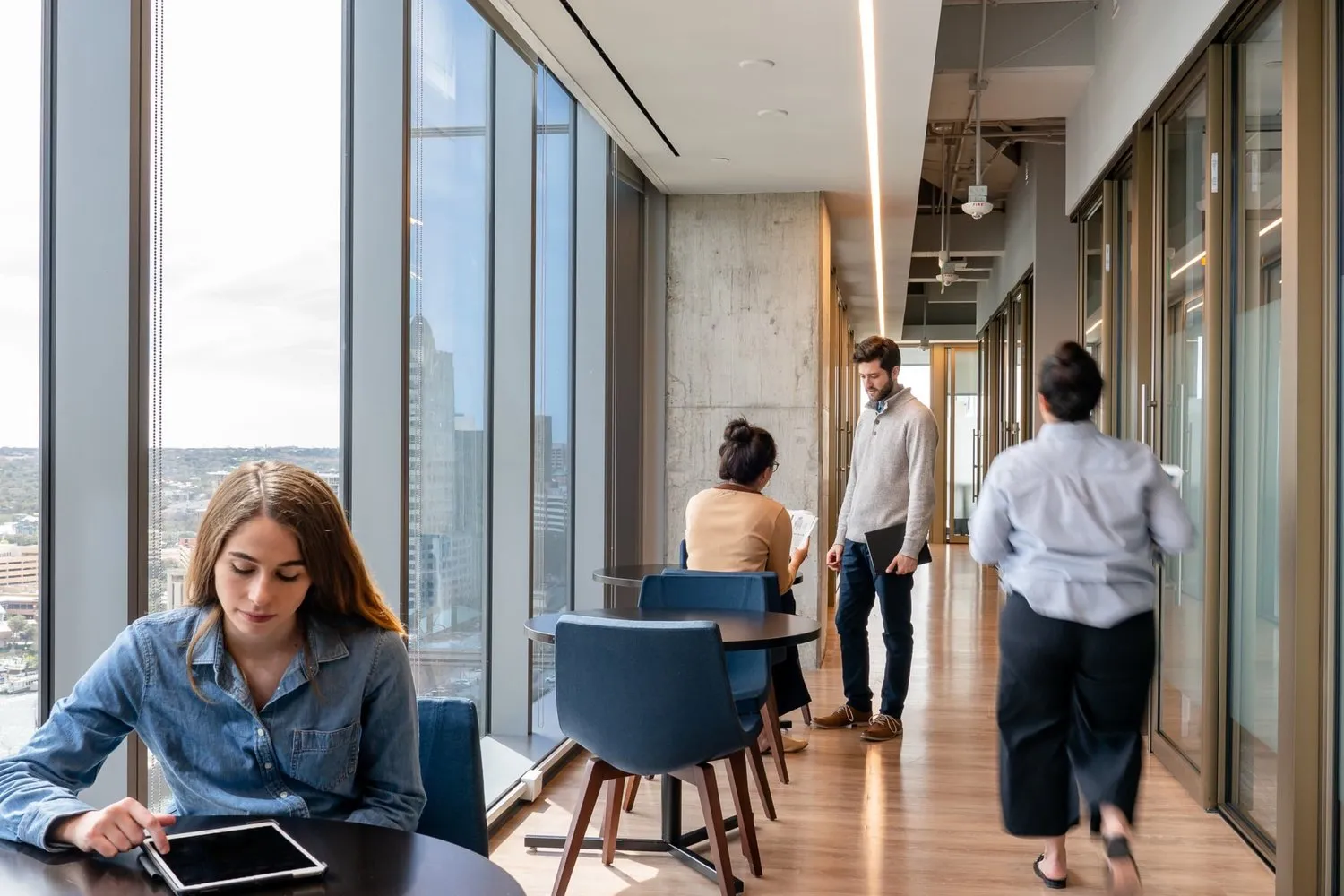 Members in a Firmspace hallway