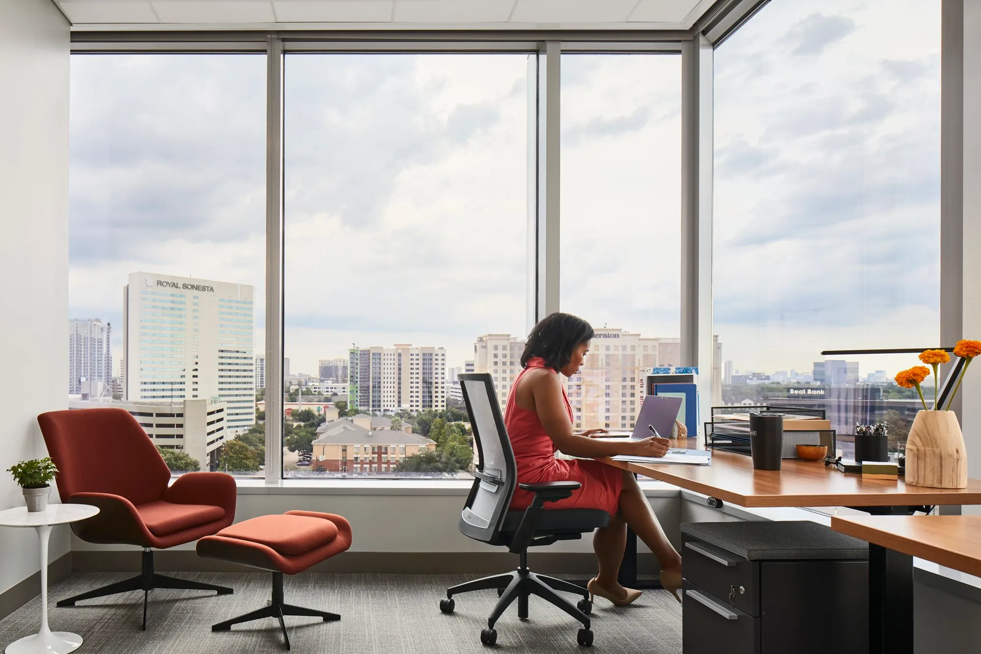Professional working in a private Firmspace office