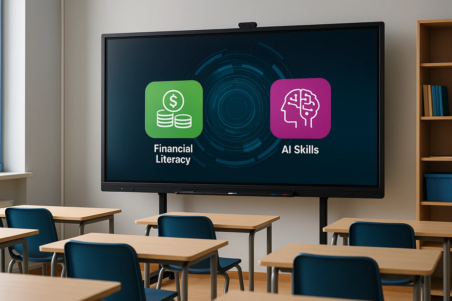 Interactive display showcasing Electus Education Life Hub Infiniti features.