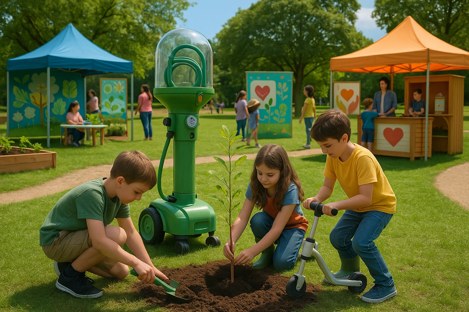 Kids learn empathy by planting trees at Life Hub Infiniti’s interactive event.